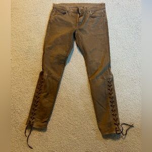 Ralph Lauren Tompkins Skinny Lace Up Brown Jeans